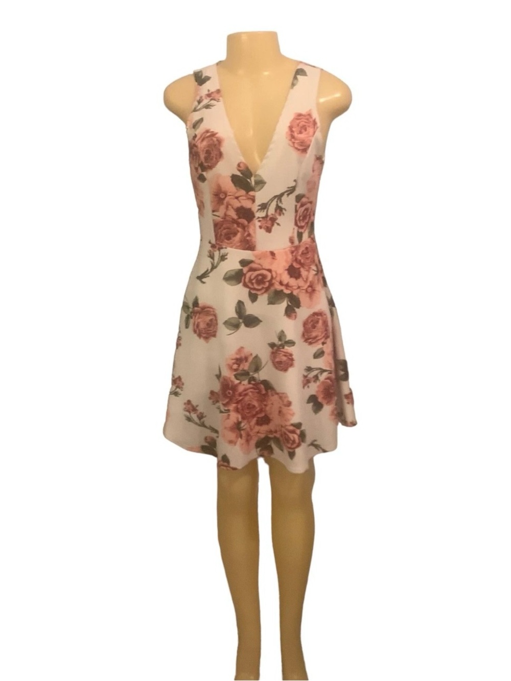 B Famous #USA Sz M Woman Dress White Floral Dress